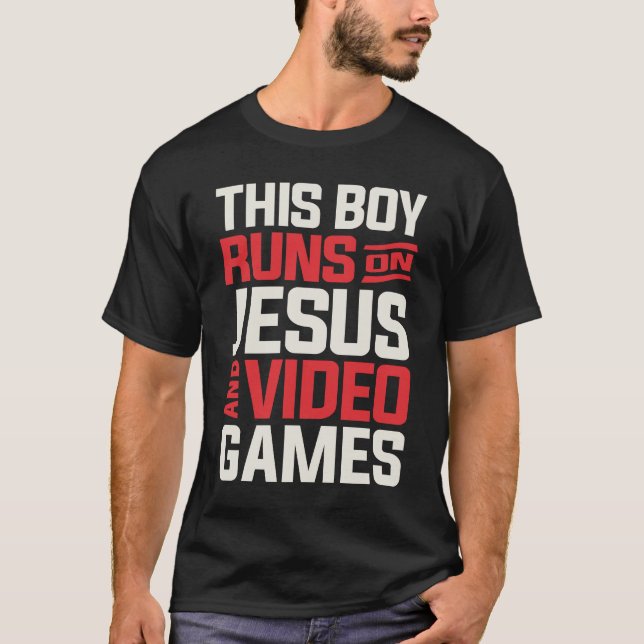 Faith Boy Springa på Jesus- och videospel T Shirt (Framsida)