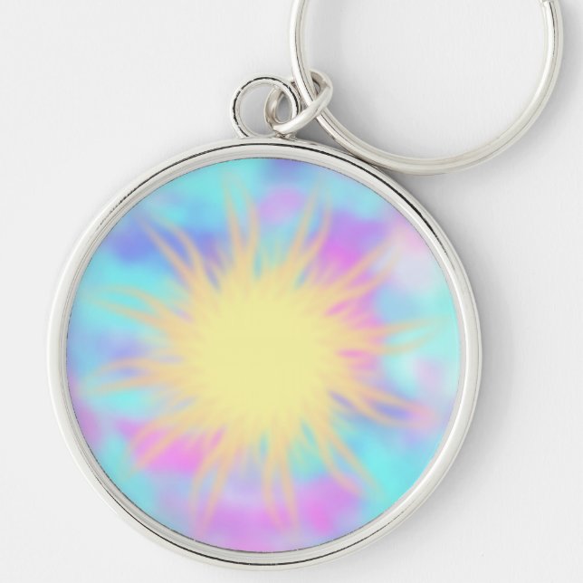 Faith ~ Burst Rund Silverfärgad Nyckelring (Framsidan)