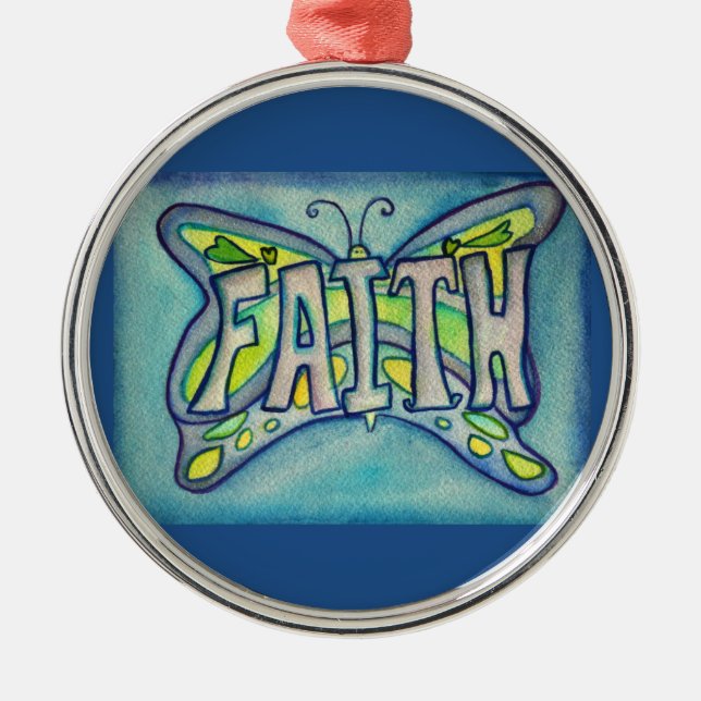 Faith Butterfly Ord Gift Helgdag Ornament (Framsidan)