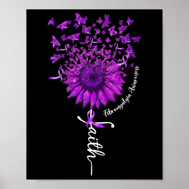 Faith Butterfly Solros Fibromyalgia Awareness 1 Poster (Framsidan)
