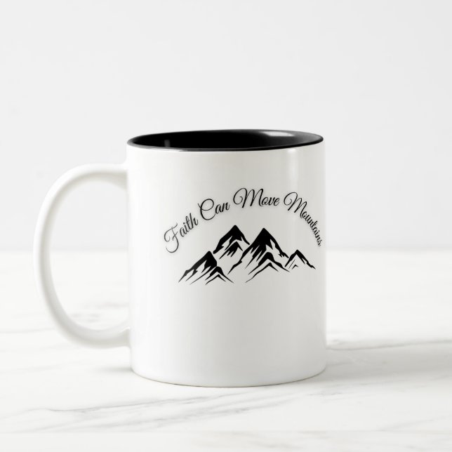 "Faith Can Move Mountains - Inspirational Mugg" Två-Tonad Mugg (Vänster)