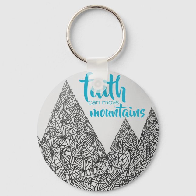 "Faith Can Move Mountains" Keychain Nyckelring (Framsida)