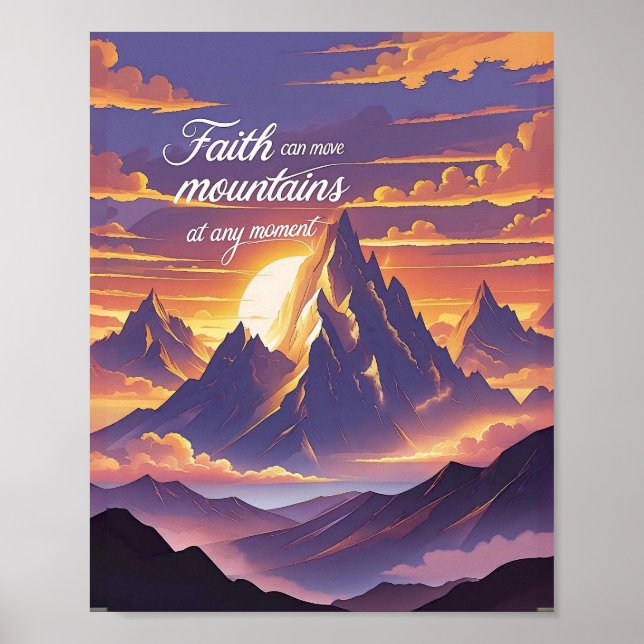 Faith Can Move Mountains – Sunset Inspiration Poster (Framsidan)