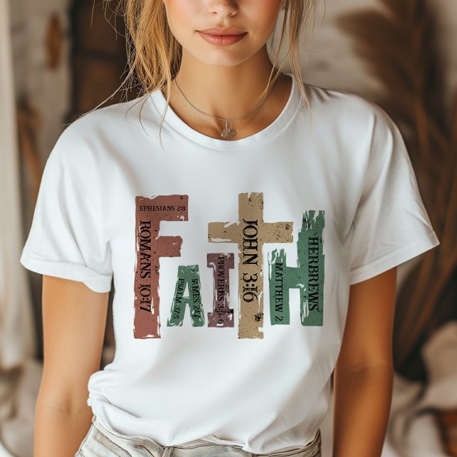 Faith Christian Kor Bible Verse T Shirt (Express your faith with style and confidence with our meaningful religious design T-shirt.)