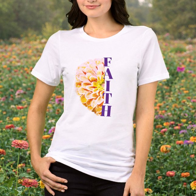 Faith Christian Orange Zinnia Floral Shirt  T Shirt (Christian Woman Faith Floral Shirt)