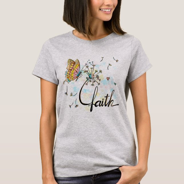 Faith Christian Religiösa Butterfly Dandelion T Shirt (Framsida)