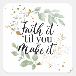 Faith Christian Scripture Eucalyptus Greenery Fyrkantigt Klistermärke