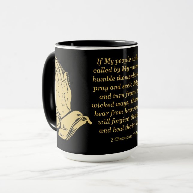 Faith Coffee Mugg - om mitt folk 2 kronicles 7:14 (Framsida vänster)