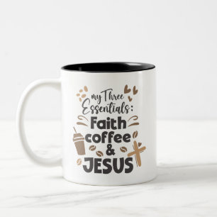 Faith Coffee och Jesus Essentials Religiösa Två-Tonad Mugg
