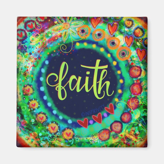 Faith Colorful Whimsiic Trendig Inspirational Magnet (Framsidan)
