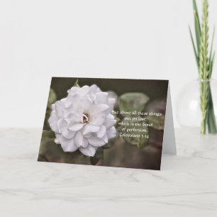 Faith Colossians 3:14 Vit ros Note Card Kort
