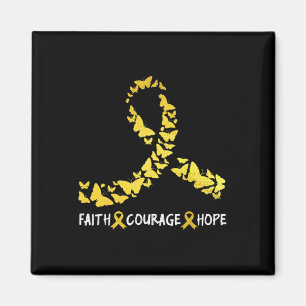 Faith Courage Hope Children Cancer Awareness Guld Magnet