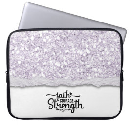Faith Courage Strength Inspirational Quote Laptop Fodral