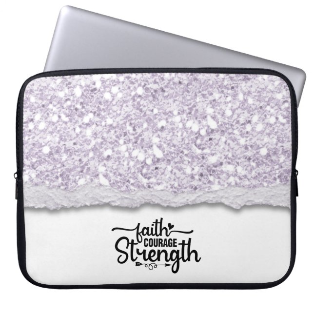 Faith Courage Strength Inspirational Quote Laptop Fodral (Framsidan)