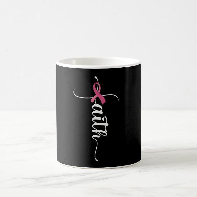 Faith Cross Christian Breast Cancer Awareness Kaffemugg (Center)