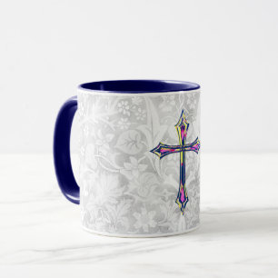 Faith Cross Vintage Stil Grå Mugg Kopp