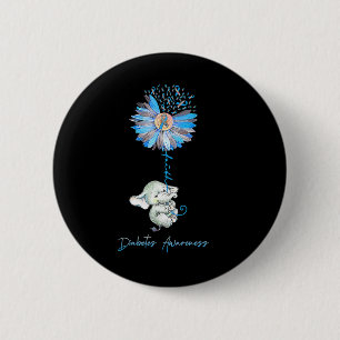 Faith Cute Elephants Sunblommor Diabetes Awareness Knapp
