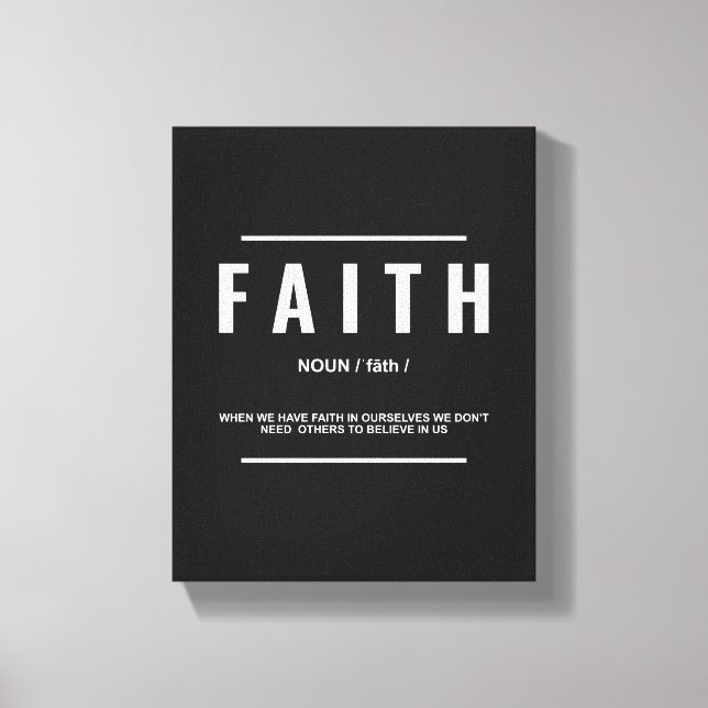 Faith Definition | Inspirationell offertväggskonst Canvastryck (Framsida)