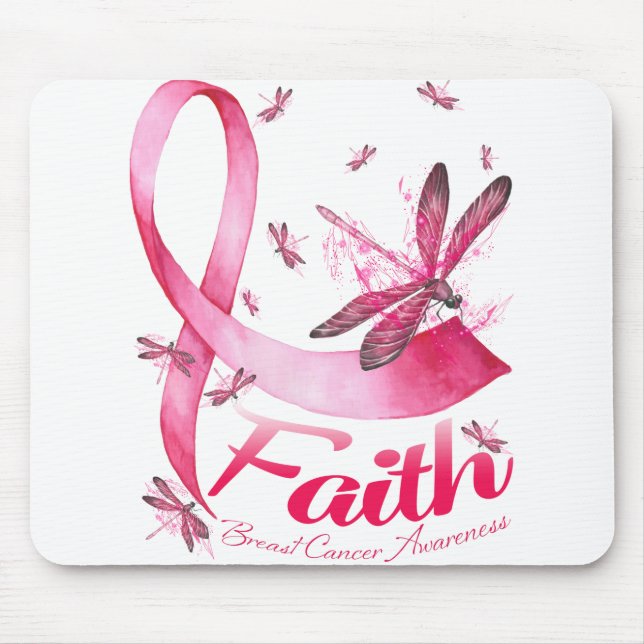 Faith Dragonfly Breast Cancer Awareness T-Shirt Musmatta (Framsidan)