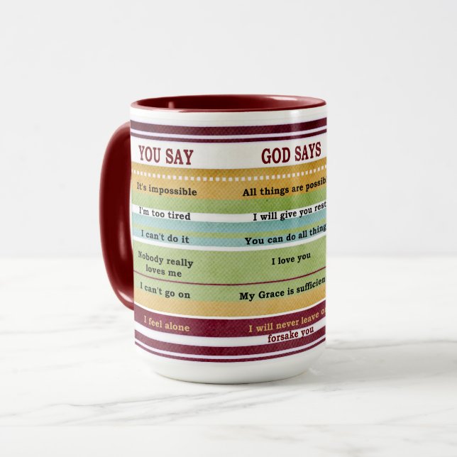 Faith DU SA GOD SAYS Inspirational Bible Verses Mugg (Framsida vänster)
