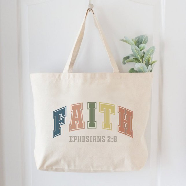 Faith Ephesian 2:8 Christian Women Faith Based Jumbo Tygkasse (Faith Ephesians 2:8 Christian Women Faith Based Large Tote Bag)