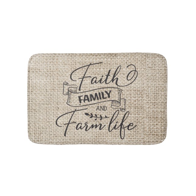 Faith Family and Farm Life Farmhouse Stil Badrumsmatta (Framsidan)