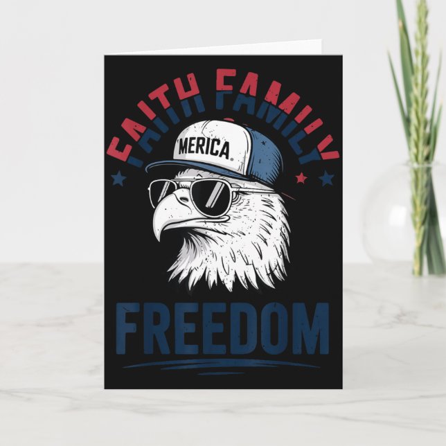Faith Family Dom Bald Eagle Patriotic Boys America Kort (Framsida)