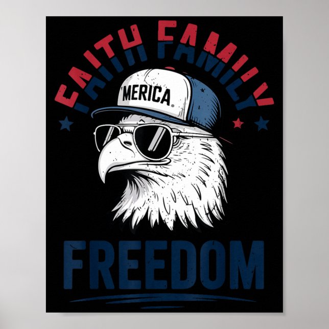 Faith Family Dom Bald Eagle Patriotic Boys America Poster (Framsidan)