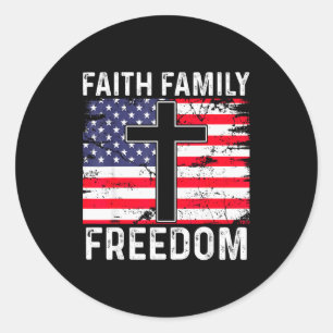 Faith Family Dom - Kristallflagga USA Vintage Runt Klistermärke