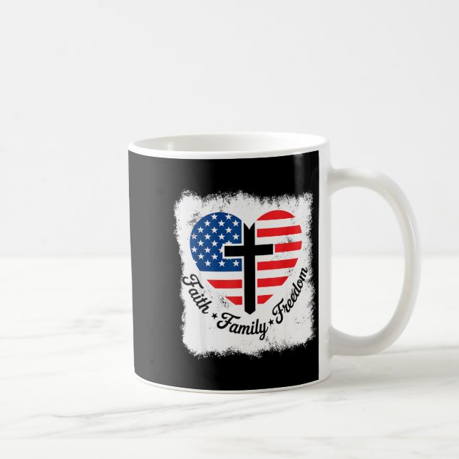 Faith Family Dom Usa Flag Cross Heart Patriotic Am Kaffemugg (Höger)