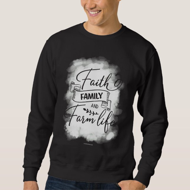 Faith Family Farm Christian Bible Verse Religiösa Lång Ärmad Tröja (Framsida)