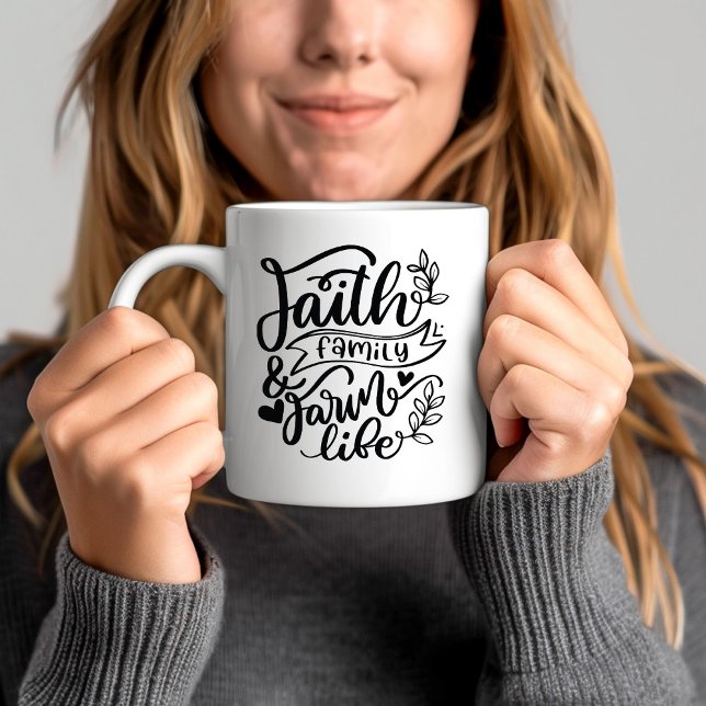 Faith Family & Farm Life Bible Verse Kaffemugg (Faith Family & Farm Life Bible Verse Coffee Mug)