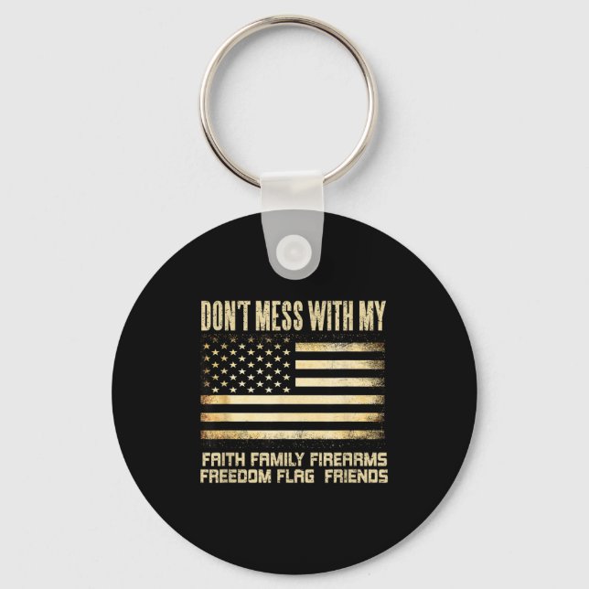 Faith Family Firearms Dom Flag Friends American  Nyckelring (Framsida)