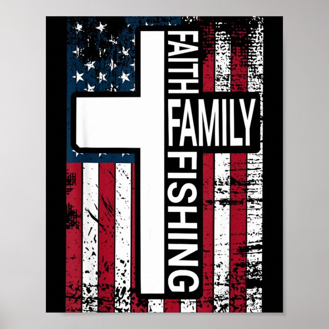 Faith Family Fishing Christian Proud Father Fisher Poster (Framsidan)