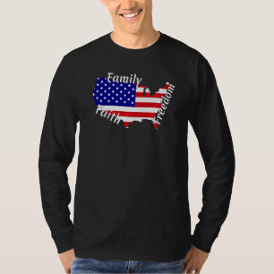 Faith Family Freedom 4 juli Amerikanska Karta Flag T Shirt
