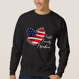 Faith Family Freedom 4 juli Patriotic Indepen Lång Ärmad Tröja