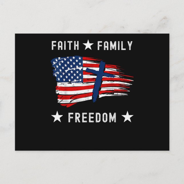 Faith Family Freedom America Patriotic Christian Helg Vykort (Framsida)