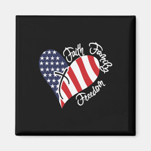 Faith Family Freedom Heart Christian Patriotic 4:e Magnet