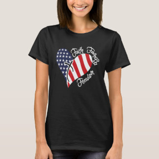Faith Family Freedom Heart Christian Patriotic 4:e T Shirt