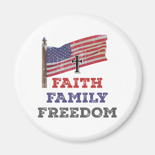 Faith Family Freedom Kor med Flagga Magnet