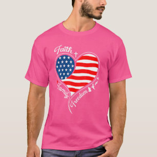 Faith Family Freedom Patriotic Kor Heart America T Shirt