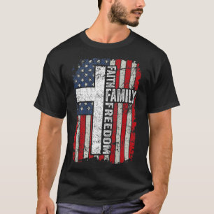 Faith Family Freedom Patriotic US Flagga Christian T Shirt