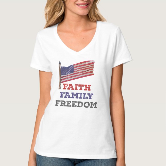 Faith Family Freedom T Shirt (Framsida)
