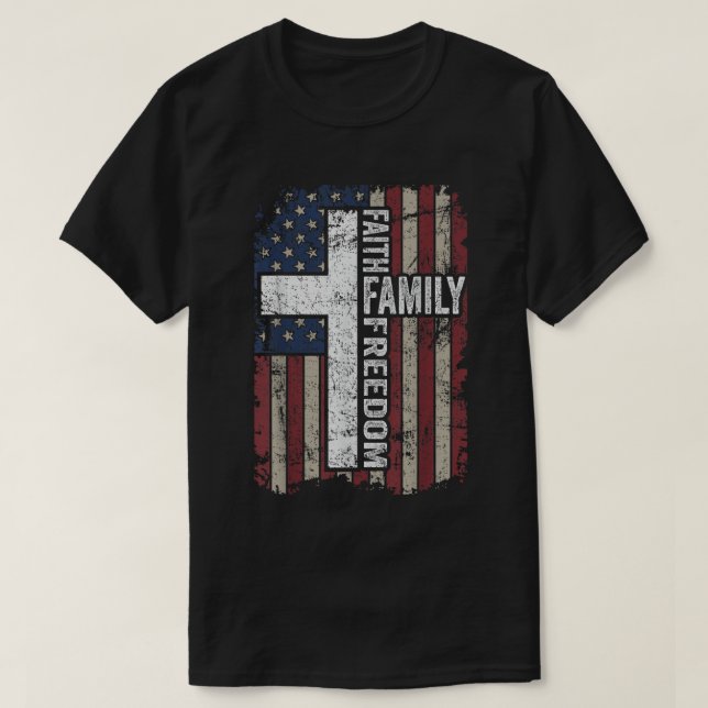 Faith Family Freedom USA flagga Kor T Shirt (Design framsida)