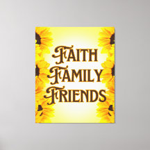 Faith Family Friends Blommigt Wall Art