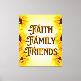 Faith Family Friends Blommigt Wall Art Canvastryck