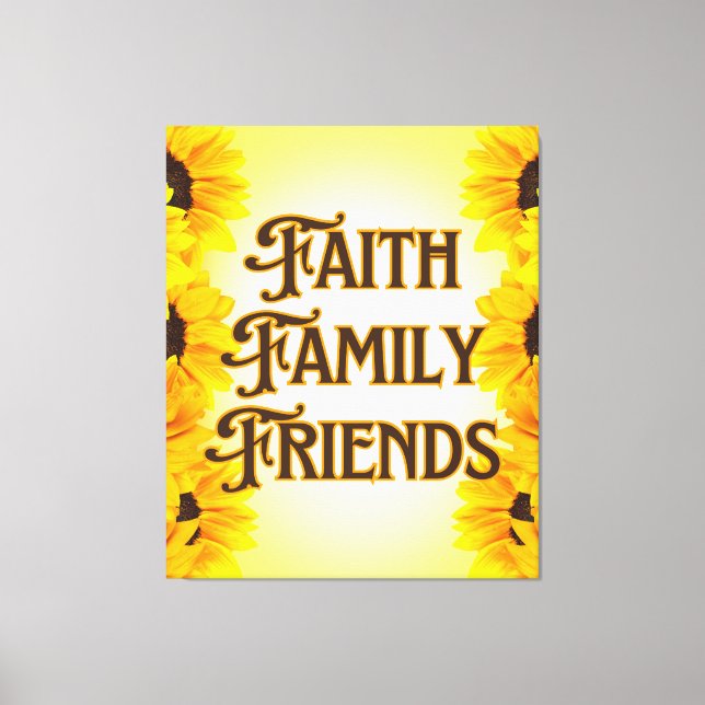 Faith Family Friends Blommigt Wall Art Canvastryck (Framsida)