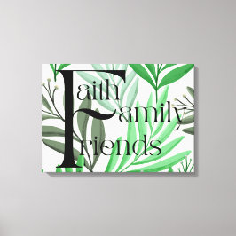 Faith Family Friends Tropical Blommigt Wall Art Canvastryck