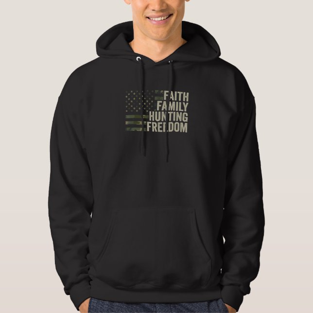 Faith Family Hunter Freedom God Hunter Hjort Camo Hoodie (Framsida)
