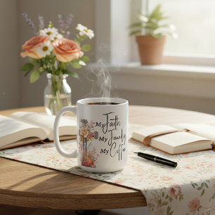 Faith Family kaffe personlig kristen kvinna Kaffemugg
